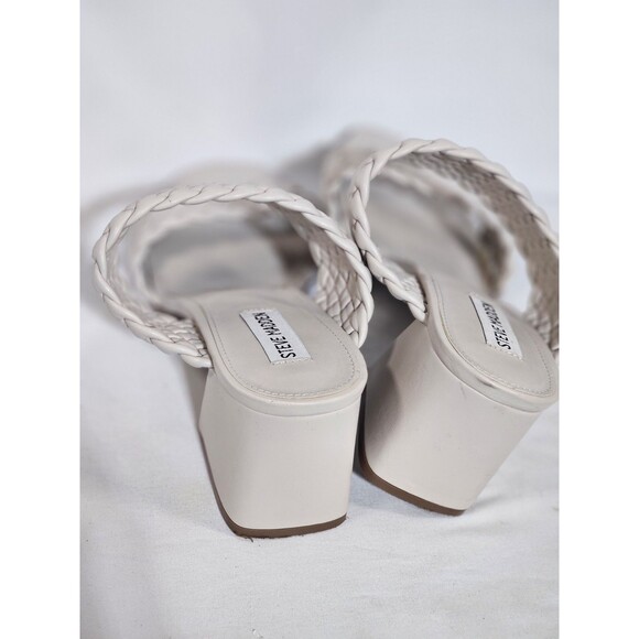 STEVE MADDEN Sandals Heel Daphnee Braided Block Size 10M Bone color - Picture 3 of 5